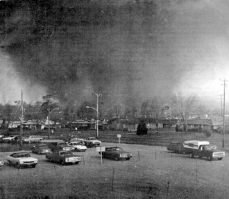 Possibly the most famous photo of the Xenia Ohio 1974 Tornado. Taken from Greene Memorial Hospital by Fred Stewart.