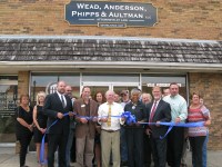 (Front Row From Left) Attorney Jeremiah Webb, Xenia Area Chamber of Commerce President Alan Liming, Attorney Alan Anderson, Xenia Mayor Marsha Bayless, Attorney David Phipps, Jim Saner (Montgomery Insurance) and Diane Davis.   Photo by Gery L. Deer
