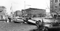 Photo after the tornado of the main intersection of US 35 and SR 68, looking southwest from the lawn of the Greene County Courthouse