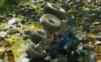 The overturned ATV in the Crooked River.